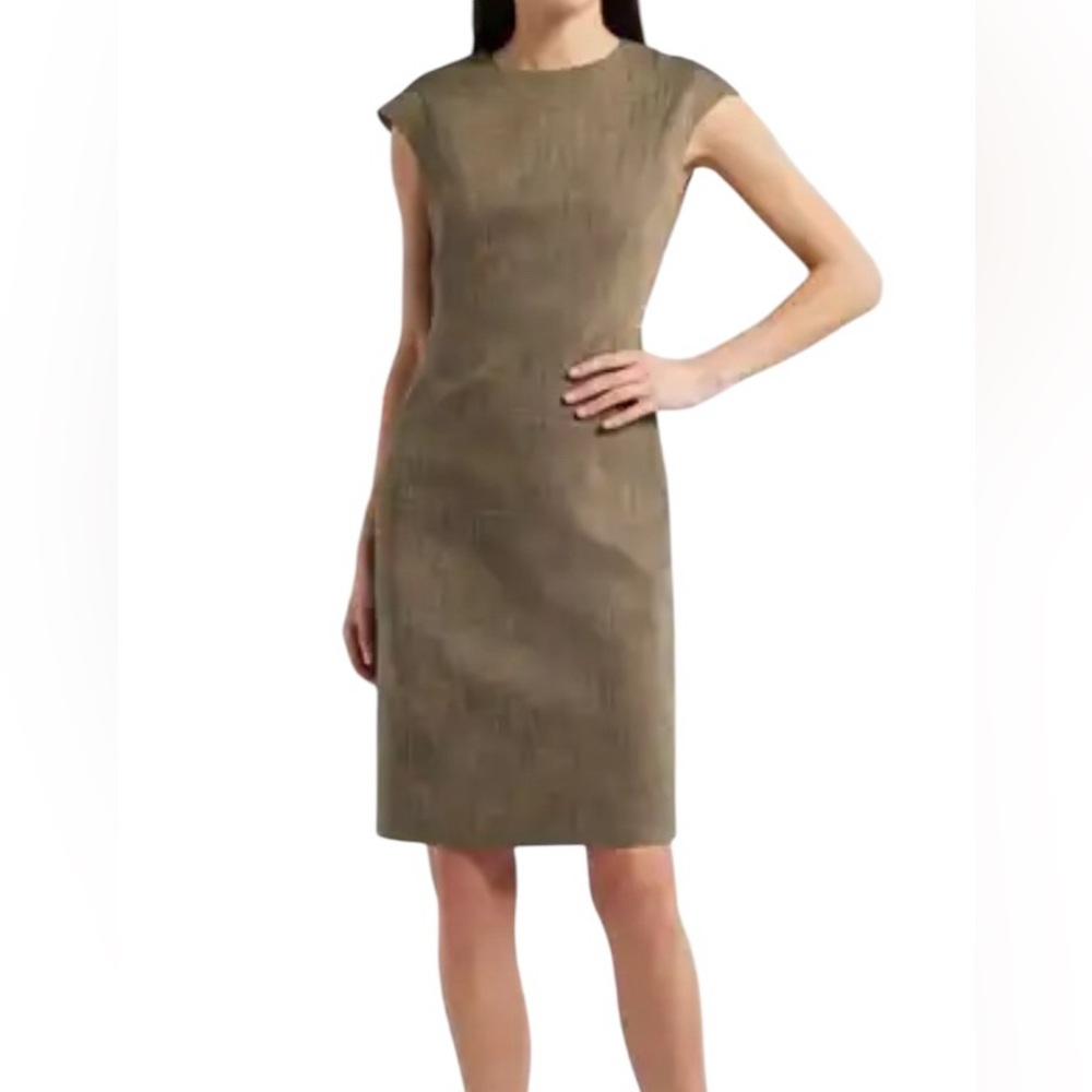 Orsay Taupe Cotton Pencil Knee Length Lined Cap Sleeves Back Zip Dress 38 US 6